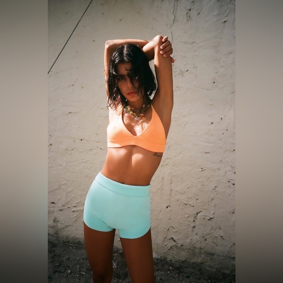 ZARA Orange Knit Triangle Bralette - Picture 2 of 8